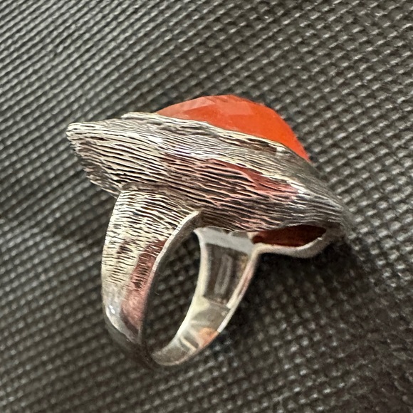 Thai 925 Sterling Silver w Faceted Carnelian Ring Size 7 Hallmarked "CID" - Picture 11 of 11
